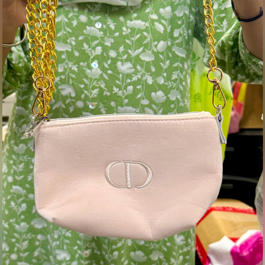 Authentic!Dior Soft Peach Designer Chain Crossbody Bag